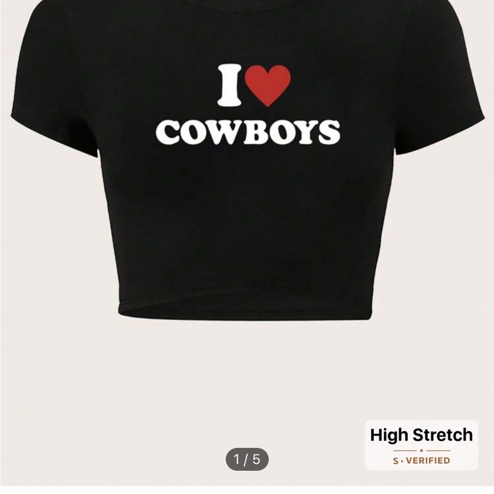 Black 'I Love Cowboys' Women’s Cropped T-Shirt